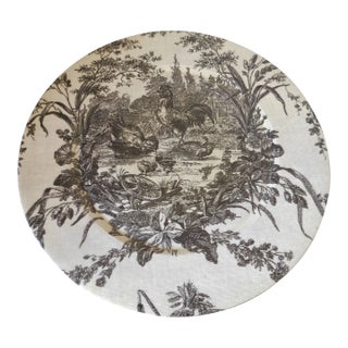 Late 20th Century Gray & Black Rooster Animal Farm Scenic Heavy Plastic Round Decorative Plate For Sale