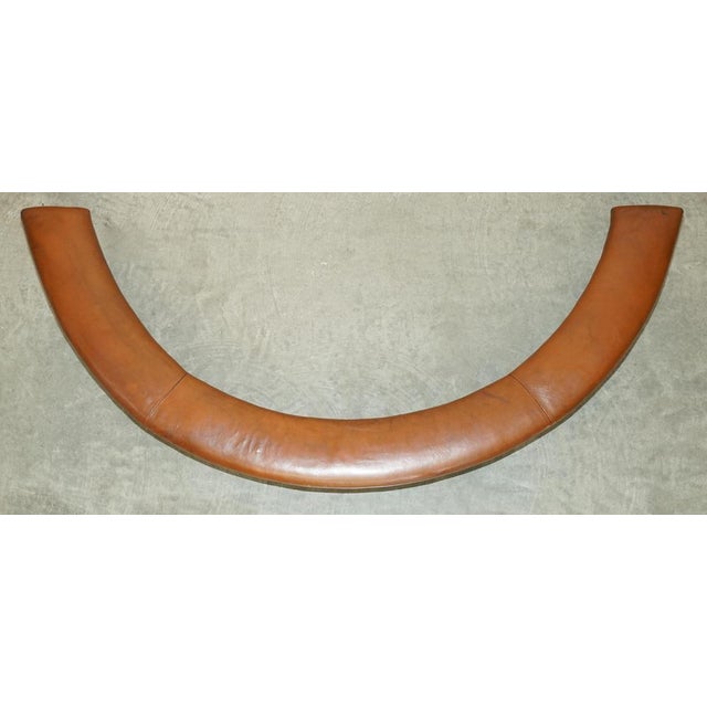 Late 19th Century Antique Victorian Demi Lune Brown Leather Club Fender with Pierced Metal, 1880s For Sale - Image 5 of 18