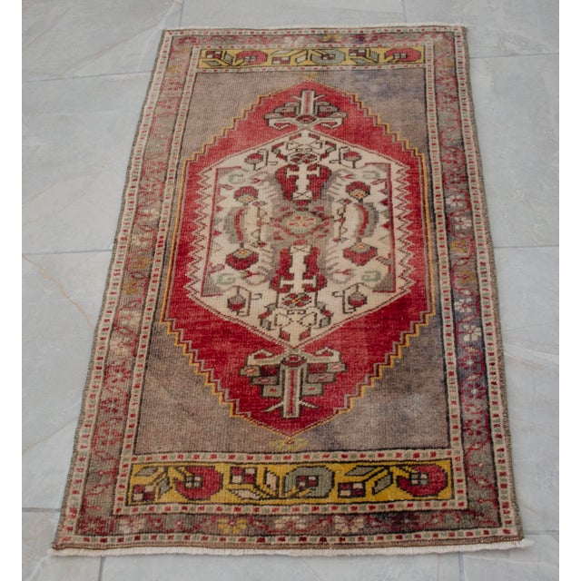 1970s 1970s Hand Knotted Door Mat, Entryway Rug, Bath Mat, Kitchen Decor, Rug, Turkish Rug, Laundry Room Decor- 1'9" X 3' For Sale - Image 5 of 10