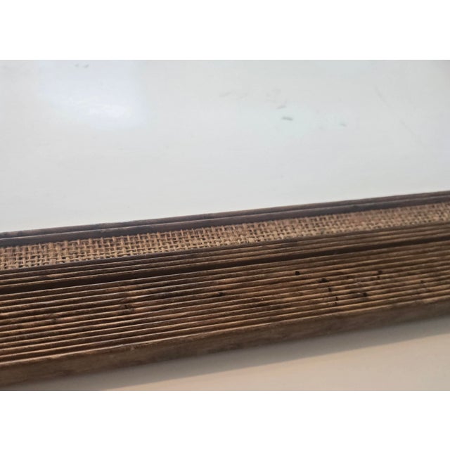 Primitive Wood and Burlap Trompe Picture Frame For Sale - Image 11 of 16