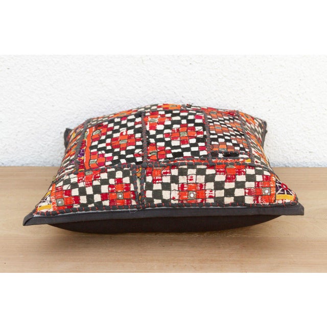 Tribal Checkered Motif Antique Jaisalmer Pillow For Sale - Image 4 of 7