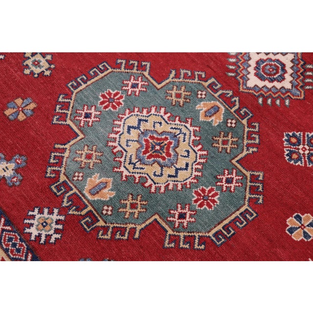 1990s Bohemian Kazak Red/Ivory Wool Rug - 8'0''x9'10'' For Sale - Image 5 of 10