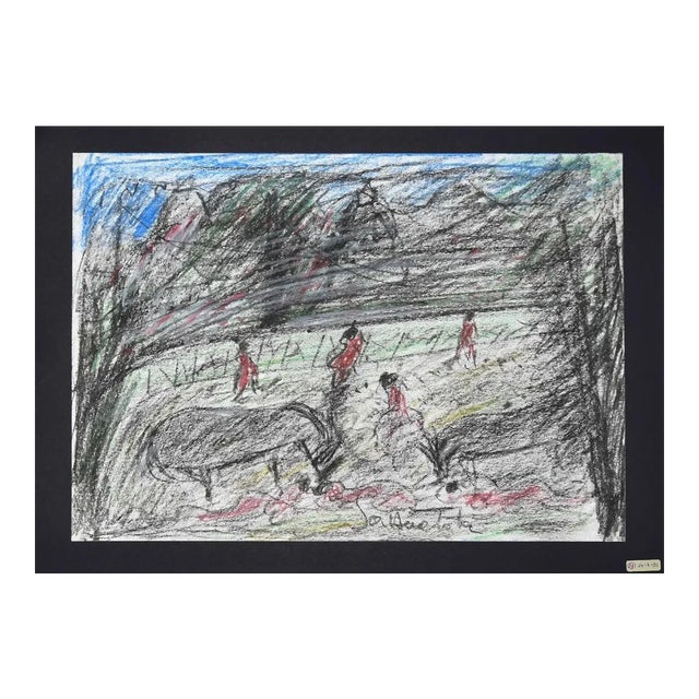 Nazareno Gattamelata, Roman Countryside, Oil Pastels on Paper, 1970s For Sale