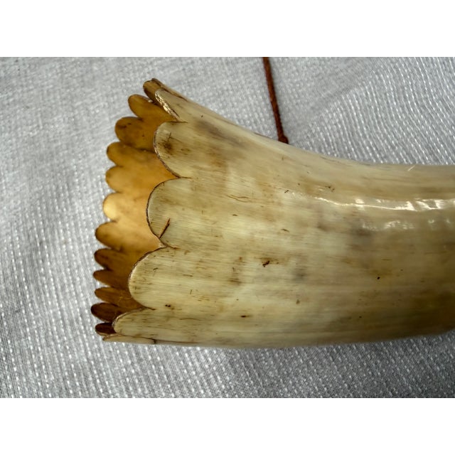 Bone Antique Handmade Powder Horn For Sale - Image 7 of 18