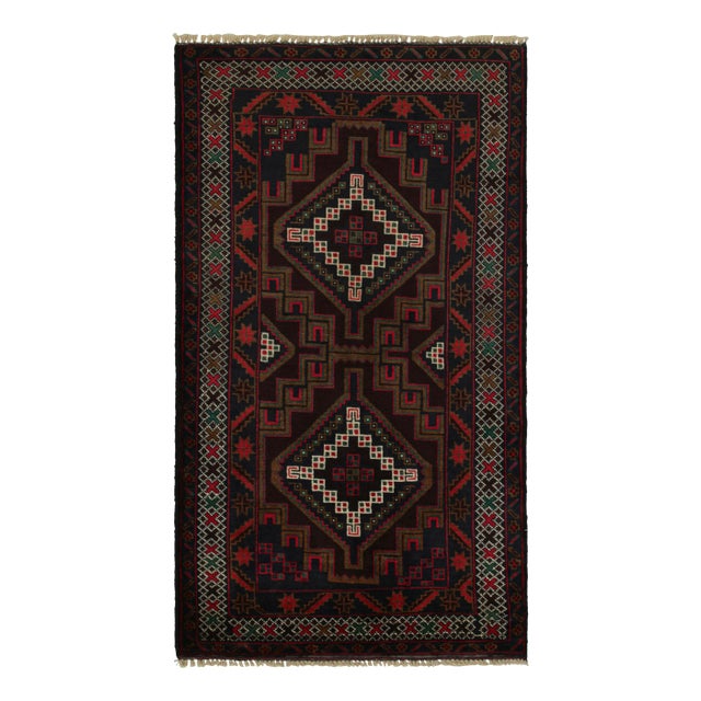 Red 1950s Vintage Baluch Afghan Rug in Red & Blue With Geometric Patterns, by Rug & Kilim For Sale - Image 8 of 8
