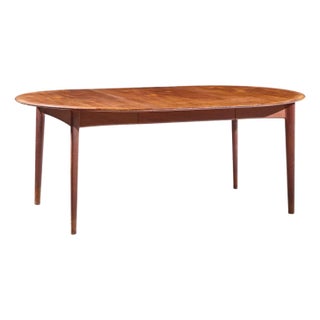 Svend A. Madsen Mid Century Danish Teak Round Dining Table With 1 Leaf For Sale