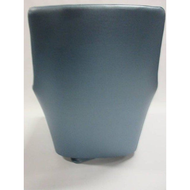 This is the beautiful Amri Swivel Lounge Chair by high-end designer/manufacturer Bernhardt Design, featuring blue leather-...