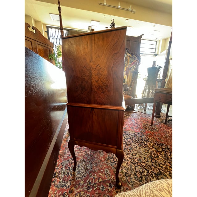 1930s Walnut Highboy Chest on Chest 5 Drawers For Sale - Image 4 of 9