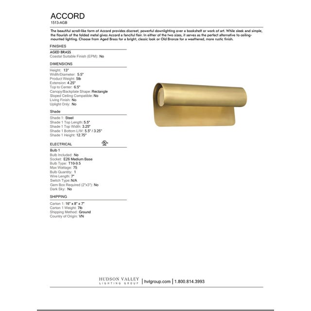 Modernist Brass “Accord” Wall Sconce by Hudson Valley Lighting For Sale - Image 10 of 10