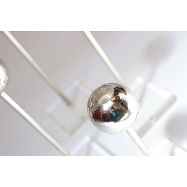 Set of Four Vintage Chrome Orb Candlesticks With Lucite Stems and Bases For Sale - Image 9 of 15