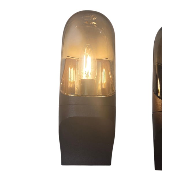 Vintage Space Age Wall Lamps in Smoked Glass, 1970s, Set of 2 For Sale - Image 6 of 15