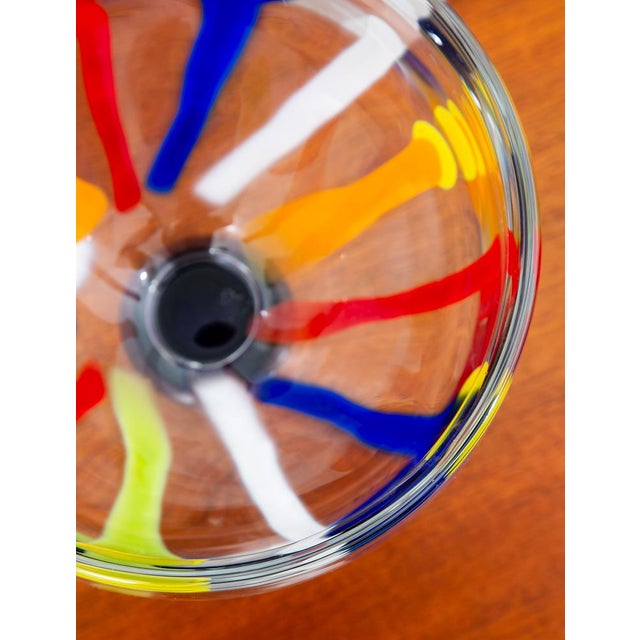 Mid Century Modern Art Glass Bowl Vase Yellow Orange Blue Round Svoboda Karlov For Sale - Image 11 of 12