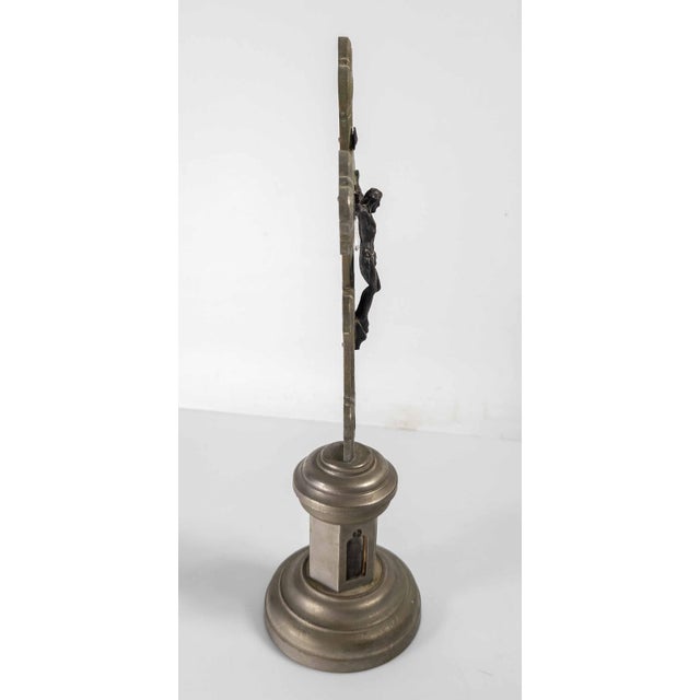 Gothic Early 20th Century Continental European Gothic Revival Metal Crucifix For Sale - Image 3 of 13