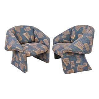 Pair Post Modern Sculptural Ribbon Lounge Chairs, 1980 For Sale