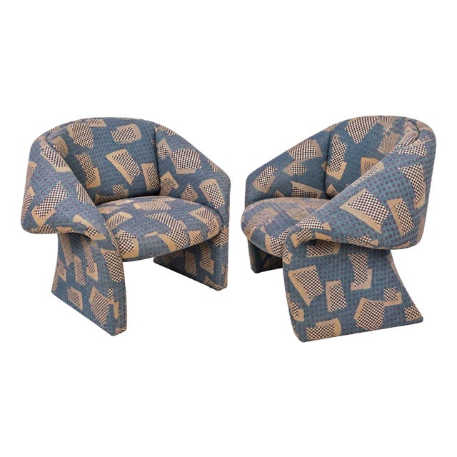 Pair Post Modern Sculptural Ribbon Lounge Chairs, 1980 For Sale
