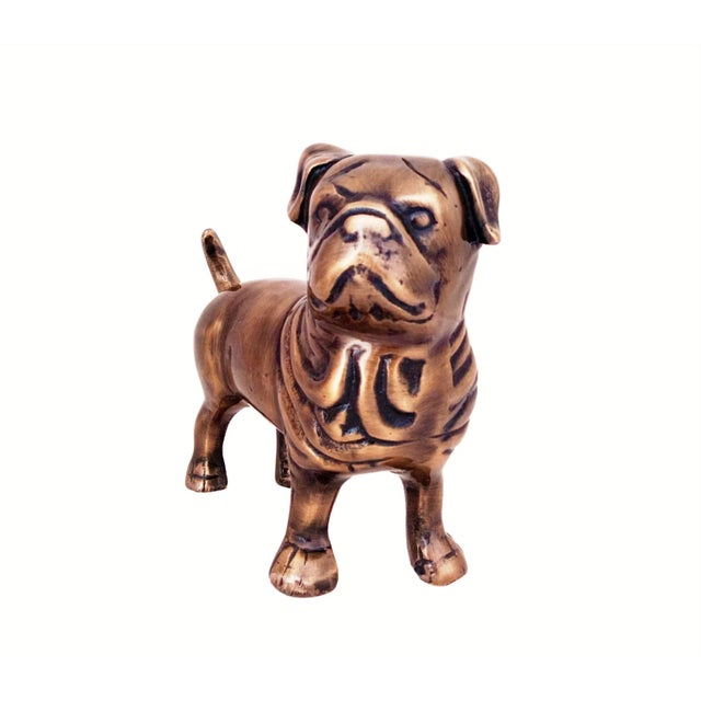 Antique Brass Finish Metal Pug Dog Sculpture For Sale - Image 6 of 10