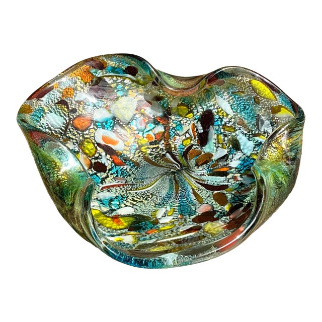 Vintage Italian Art Glass Ashtray After Murano For Sale