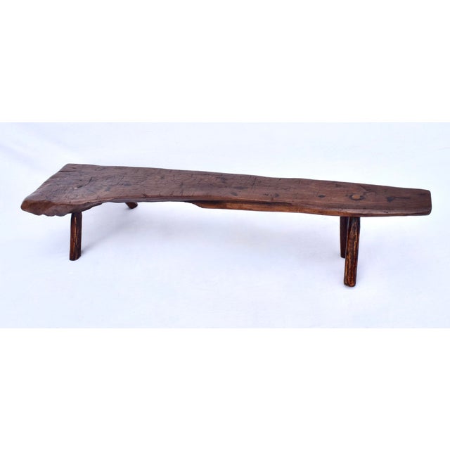 Primitive Antique Pig Bench, Single Slab Black Walnut, 19th Century For Sale - Image 10 of 15