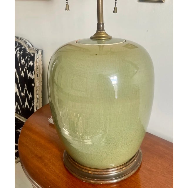 Celadon Antique Celadon Ginger Jar Two Light Lamp For Sale - Image 8 of 8