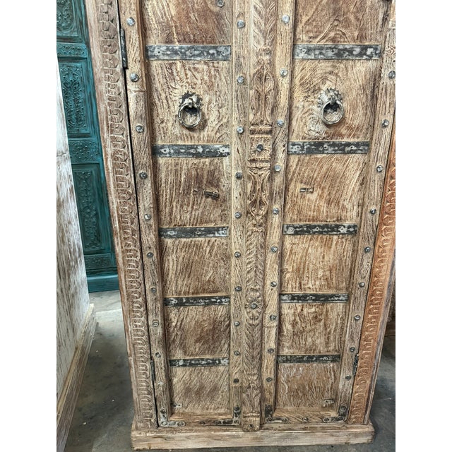 1920s Vintage Arched Door Armoire – Limewashed Farmhouse Cabinet With Rustic European Charm For Sale - Image 5 of 8