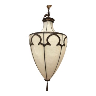 1900 Leaded Glass Large Light Fixture For Sale