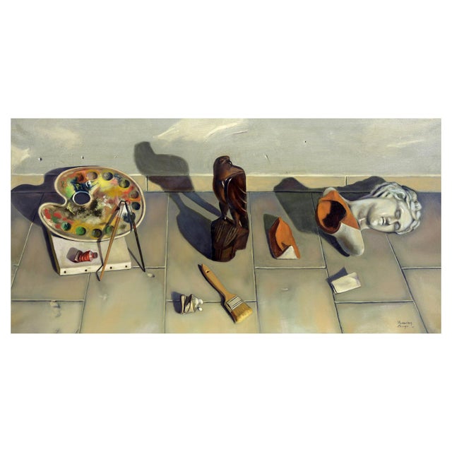 Gray Maximilian Ciccone, Composition, Oil on Canvas For Sale - Image 8 of 8