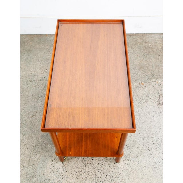 1960s Mid Century Danish Modern Serving Cart Trolley Teak Rolling Bar Glass Serving Vg For Sale - Image 4 of 11