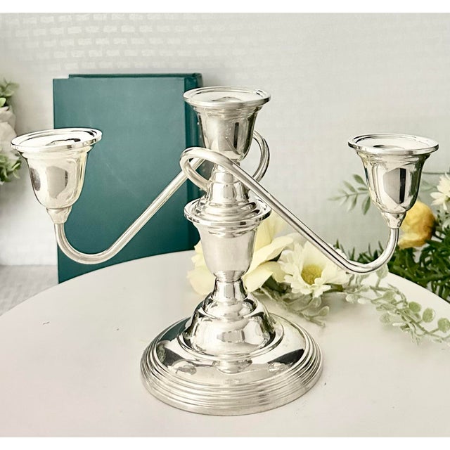 Rogers Bros. Vintage Wm Rogers Sterling Silver Candelabra For Sale - Image 4 of 9