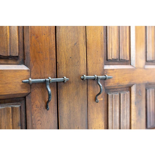 Brown Spanish Credenza in Oak and Wrought Iron, 1960 For Sale - Image 8 of 17