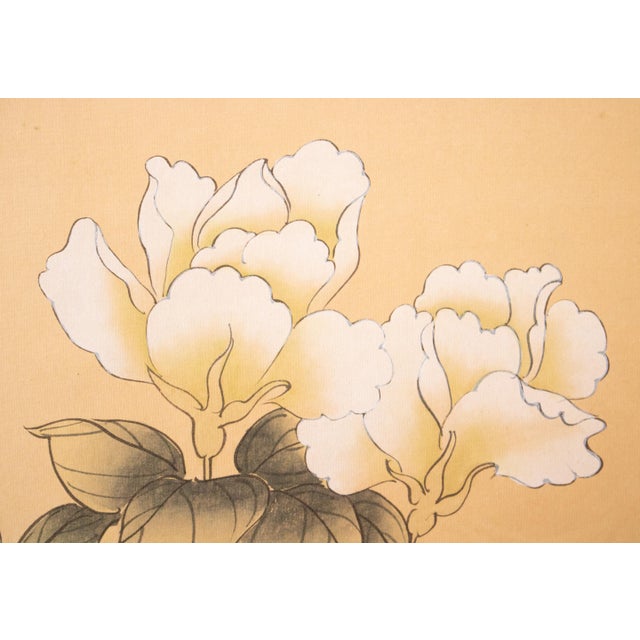 C. 1970s Maitland Smith, Painted Folding Screen "Magnolia and Sparrows" For Sale - Image 10 of 18