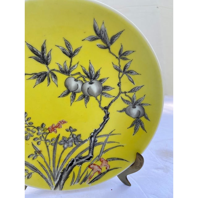 1940s Vintage “Occupied Japan” Plate, Yellow With Cherry Blossoms For Sale - Image 5 of 9