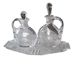 Crystal Decanter and Tray, 1950s, Set of 3