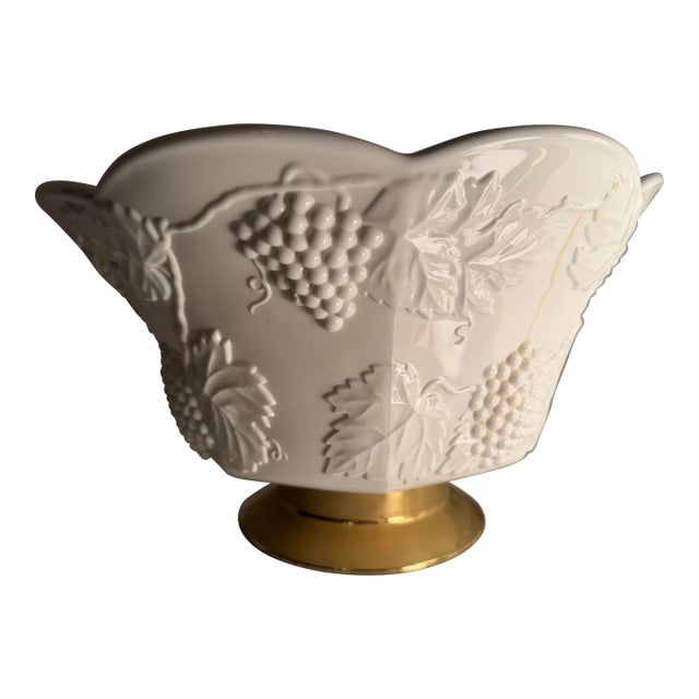 1950s Milk Glass Punch Bowl For Sale
