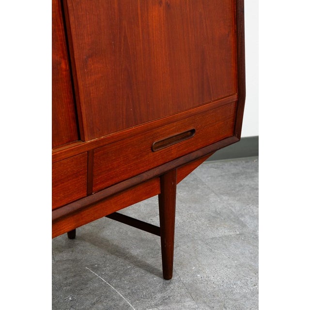 Brown Mid Century Danish Modern Credenza Highboard Bar Sideboard Denmark Teak Drawers For Sale - Image 8 of 12