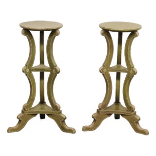 French Mid 20th C. 3-Tier Pedestals - A Pair For Sale