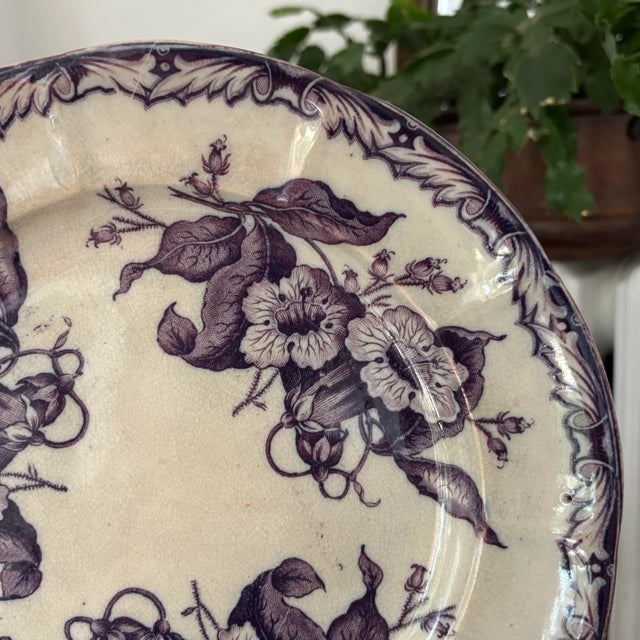 Ceramic Rare Antique Purple Aesthetic Transferware Plate For Sale - Image 7 of 8