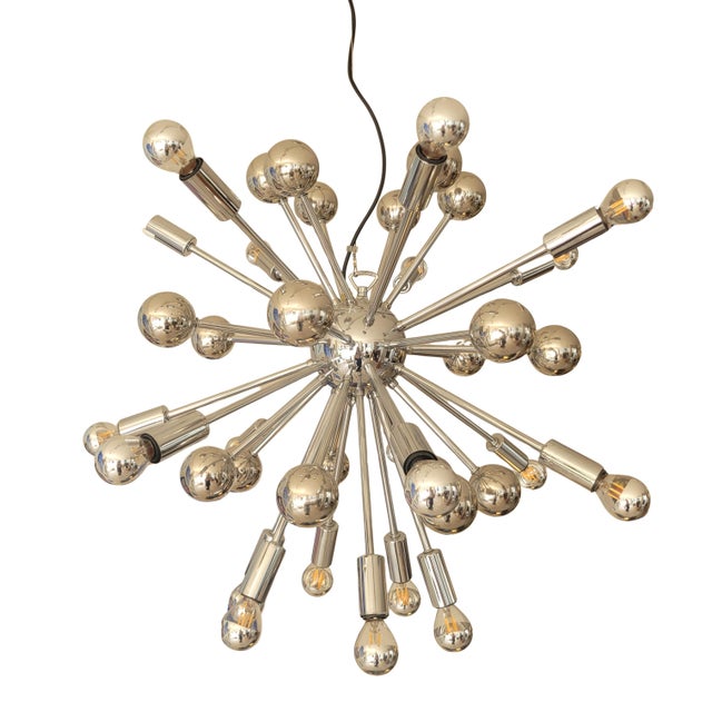 "Sputnik" Lamp, Space Age, Chrome-Plated Metal, 1970s – Germany This excellent "Sputnik" ceiling lamp, in the Space Age...
