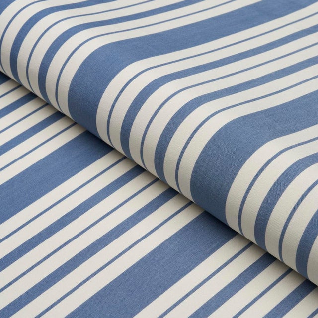 Schumacher SAMPLE - Schumacher X Mark D. Sikes Markie Stripe Fabric In Indigo For Sale - Image 4 of 5