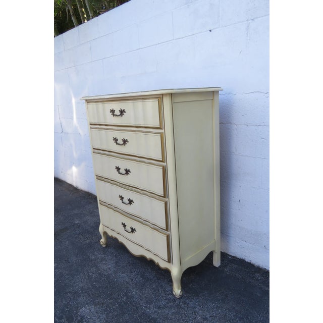 French Shabby Chic Painted Tall Chest of Drawers For Sale - Image 9 of 12