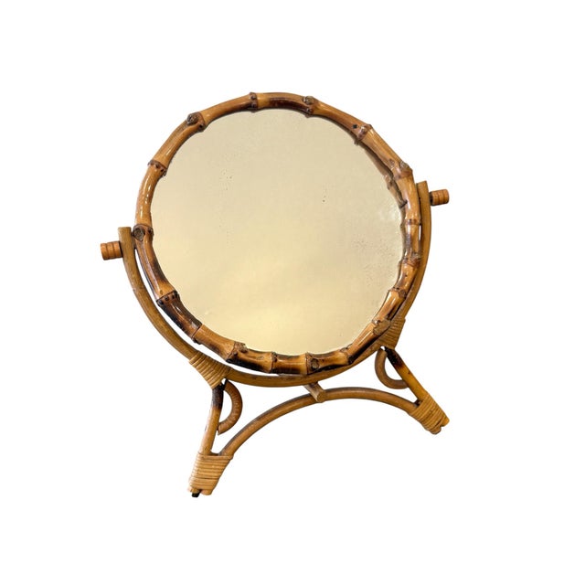 French Vintage French Bamboo Mirror For Sale - Image 3 of 12