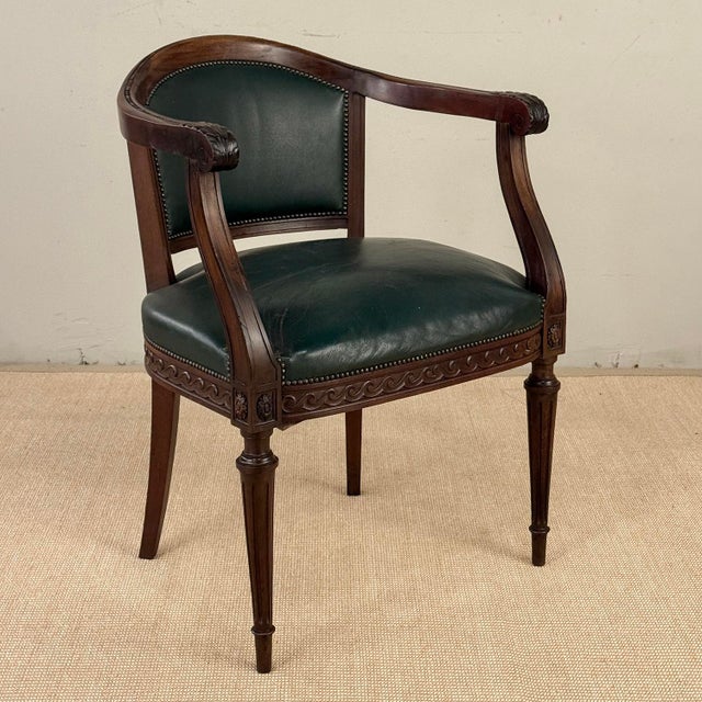Antique French Louis XVI Neoclassical Mahogany Armchair by Hirler of Alsace For Sale In Dallas - Image 6 of 18