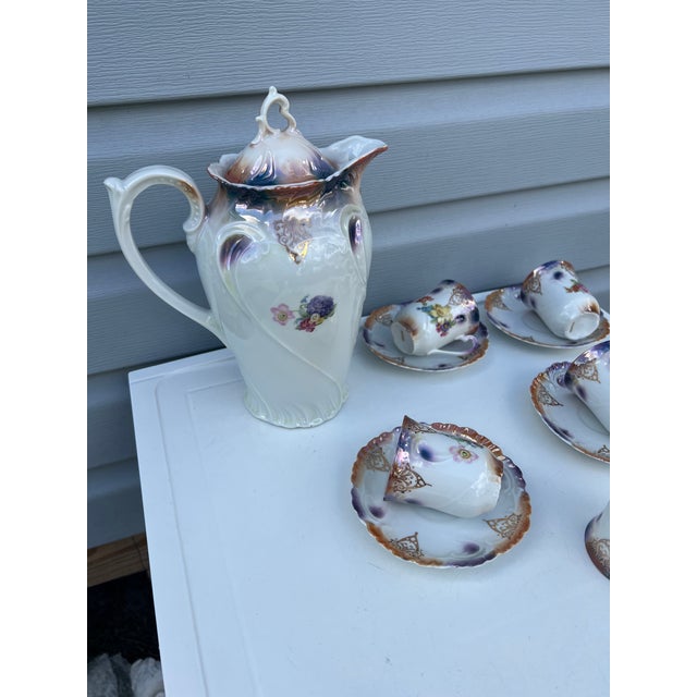Antique Floral Porcelain Tea Set - 11 Pc For Sale In West Palm - Image 6 of 8