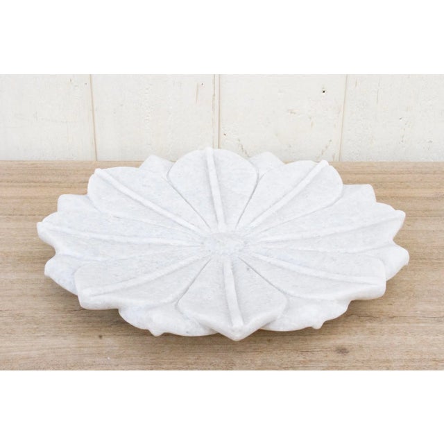 Indian Large Artisanal Marble Flower Plate For Sale - Image 3 of 8