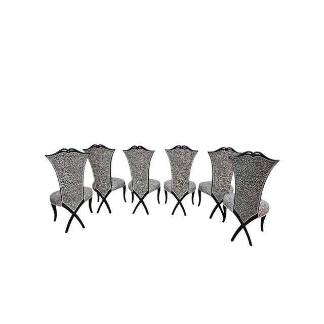 Black Mid 20th Century 6 French Art Deco Style Dining Chairs Inspired by Christopher Guy For Sale - Image 8 of 12