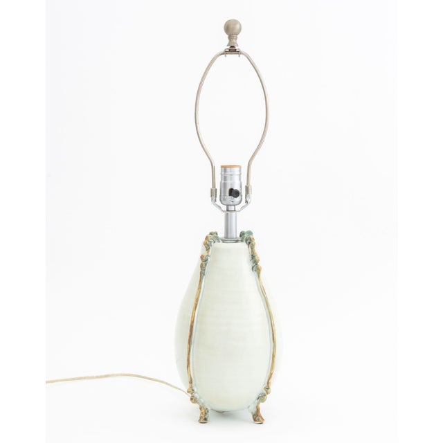 Celadon Glazed Art Pottery Vase Mounted as a Lamp For Sale - Image 4 of 9