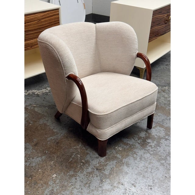 Design Plus Gallery presents a Model 107 Lounge Chair by Viggo Boesen for Slagelse Møbelværk. Dating to the 1940s, this...