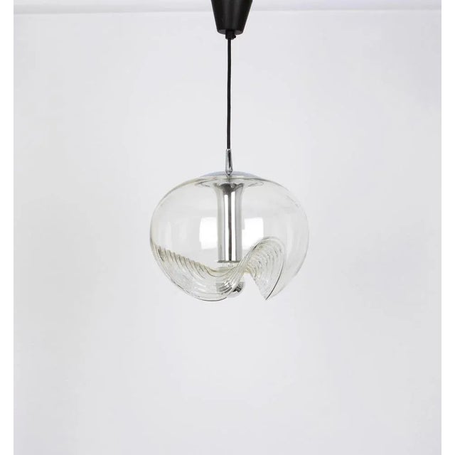 Large Clear Glass Pendant Light by Koch & Lowy for Peill & Putzler, Germany, 1970s For Sale - Image 9 of 13
