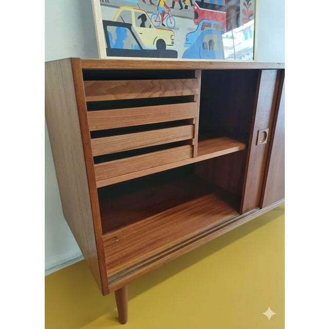 1950s Vintage Danish Teak Sideboard with Sliding Doors, 1950s For Sale - Image 5 of 8
