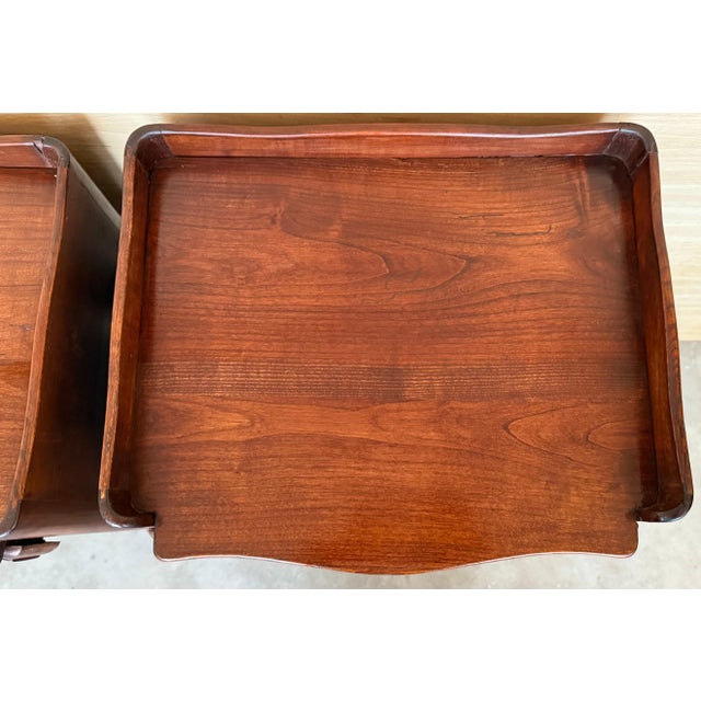 Late 19th Century French Walnut Pair of Nightstands with Heart Open Shelf / Three Drawers For Sale - Image 10 of 18