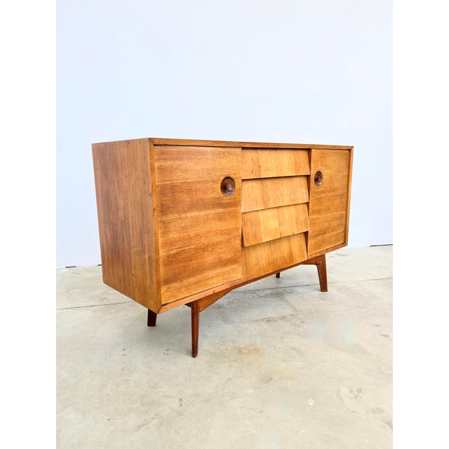Wood Mid-Century Brutalist Teak Sideboard with Drawers and Recessed Round Handles, 1960s For Sale - Image 7 of 18